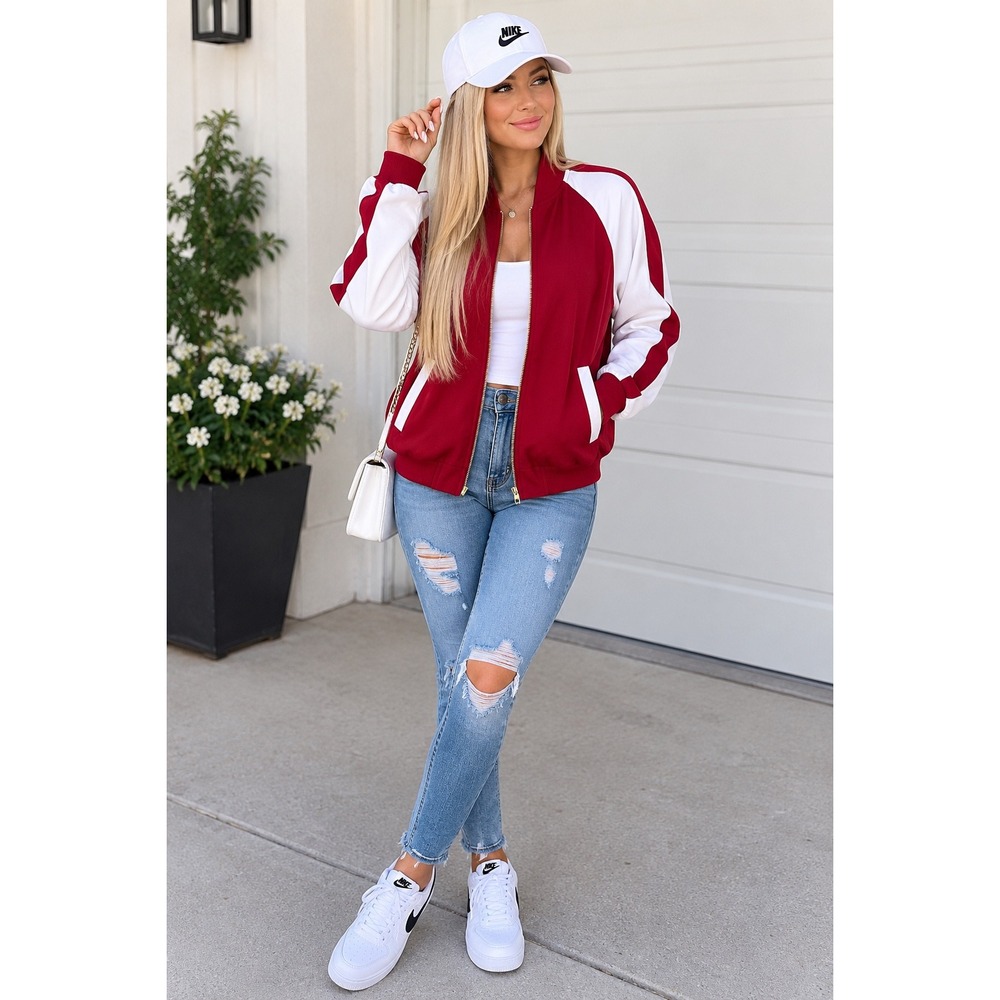Michael Kors Womens Colorblock Quilted Bomber Jacket